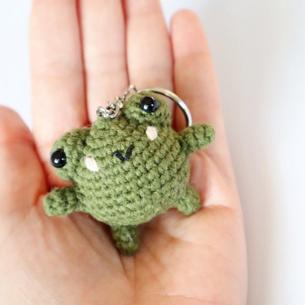 Grenouille verte, Crochet, Amigurumi, Porte-clés