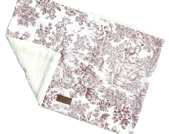 Couverture pour chien pour canapé, couverture câline chien avec polaire Toile de Jouy