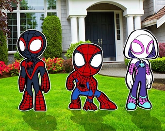 Spidey & Friends Decoration Indoor Outdoor Coroplast Corrugated Plastic Cutout Lawn/Yard Sign Home/Garden Decor Event Holiday Birthday Party