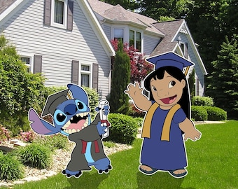 Congrats Lilo & Stitch 2024 Decoration Indoor Outdoor Coroplast Corrugated Plastic Cutout Yard/Lawn Sign Home/Garden Decor Event Holiday