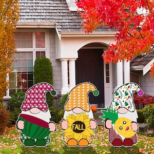 Fall Gnomons Decoration Indoor Outdoor Coroplast Corrugated Plastic Cutout Lawn/Yard Sign Home/Garden Decor Event Holiday Birthday Party