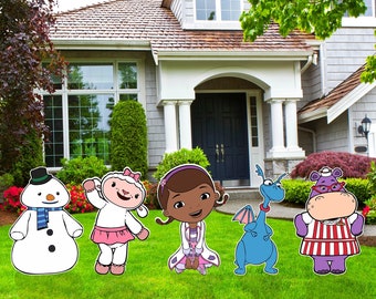 Doc McStuffins & Friends Decoration Indoor Outdoor Coroplast Corrugated Plastic Cutout Lawn/Yard Sign Home/Garden Decor Event Birthday Party