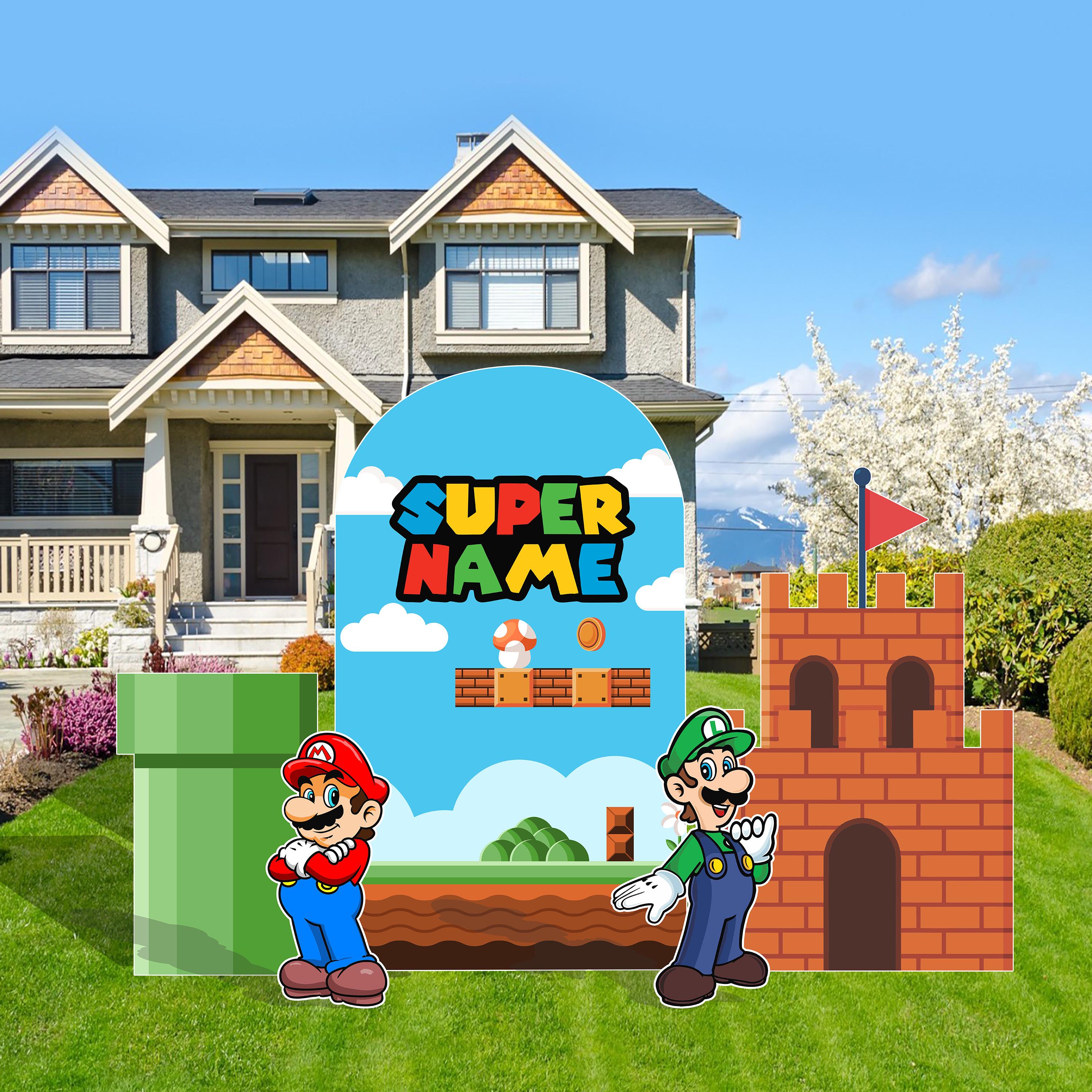 Mario & Luigi Birthday Party Backdrop Decoration Indoor Outdoor 4mm Coroplast Corrugated Plastic Cutout