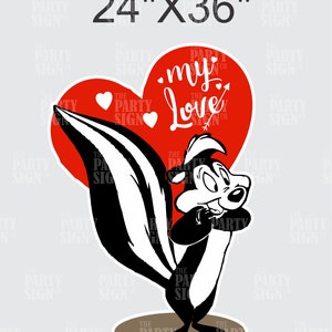 Pepe Le Pew and Penelope Be My Valentine Decoration Indoor Outdoor Corrugated Plastic Cutout Yard/Lawn Sign Home/Garden Décor Event Holiday image 2