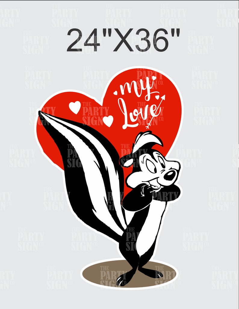 Pepe Le Pew and Penelope Be My Valentine Decoration Indoor Outdoor Corrugated Plastic Cutout Yard/Lawn Sign Home/Garden Décor Event Holiday image 2