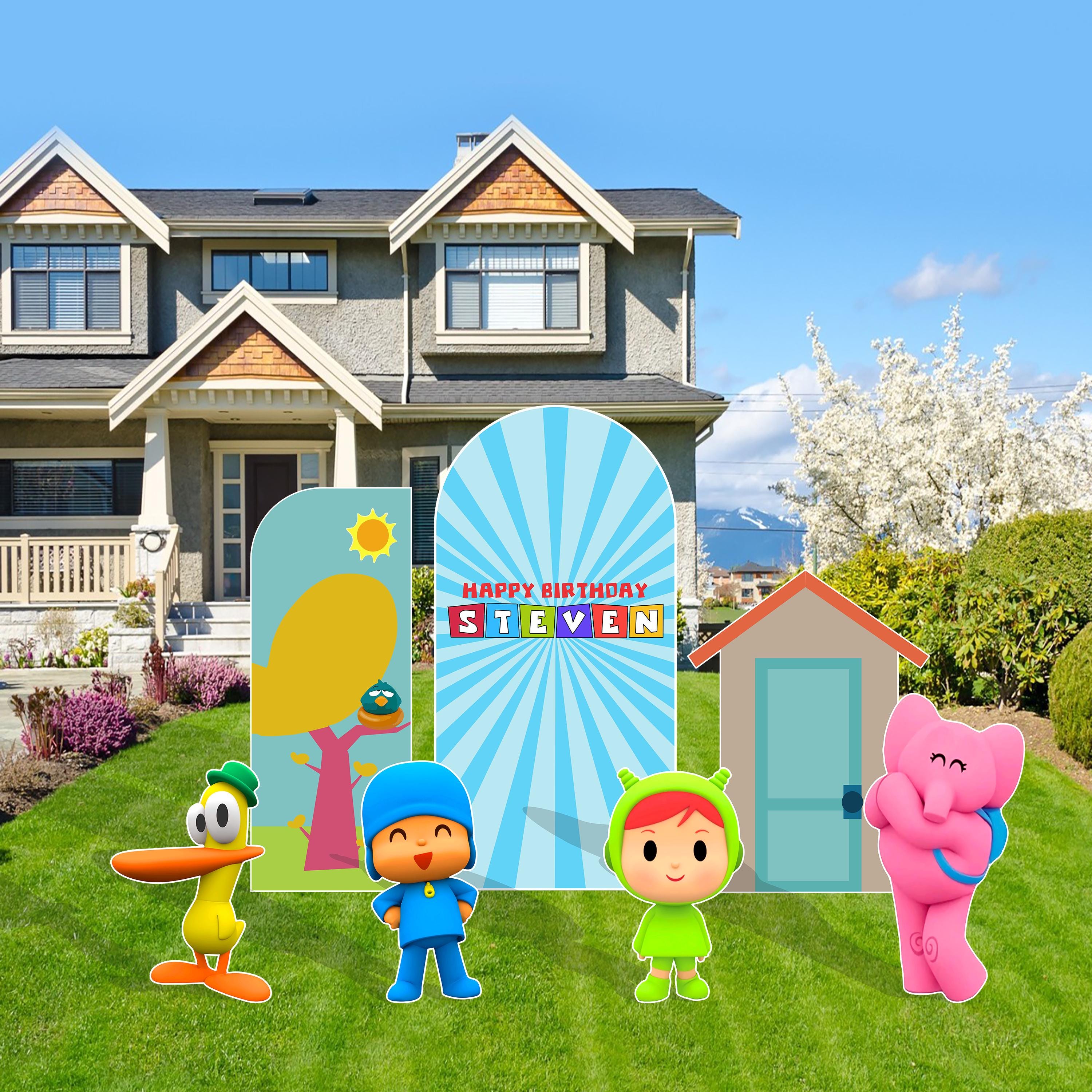 Pocoyo & Friends Birthday Party Backdrop Decoration Indoor Outdoor 4mm Coroplast Corrugated Plastic Cutout