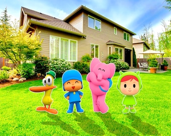 Pocoyo & Friends Decoration Indoor Outdoor Coroplast Corrugated Plastic Cutout Lawn/Yard Sign Home/Garden Decor Event Holiday Birthday Party