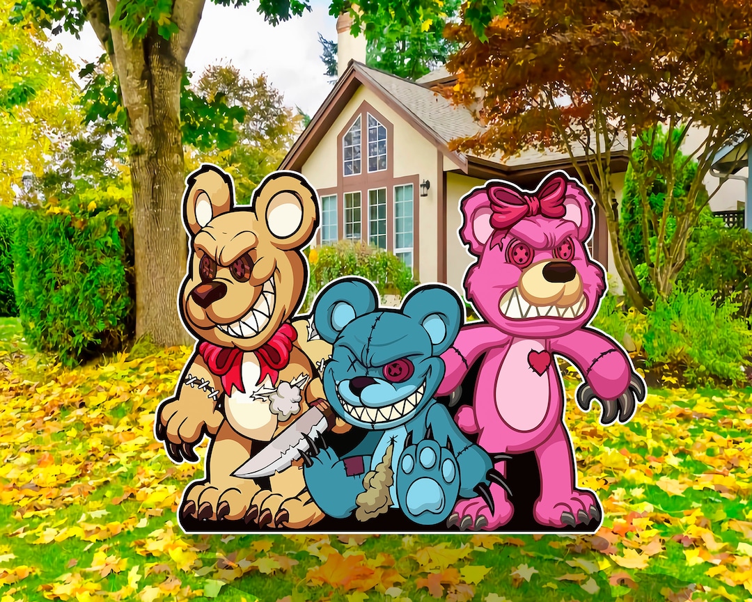 【一点物イラストアート】Killer Bear【F0号】現代アート Zombie Killers Teddy Bears Yard Sign. Perfect for Indoor Outdoor