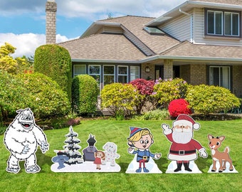 Rudolph the Red Nose Reindeer and The Island of Misfit Toys Christmas Decoration Indoor Outdoor Corrugated Plastic Cutout Lawn/Yard Sign