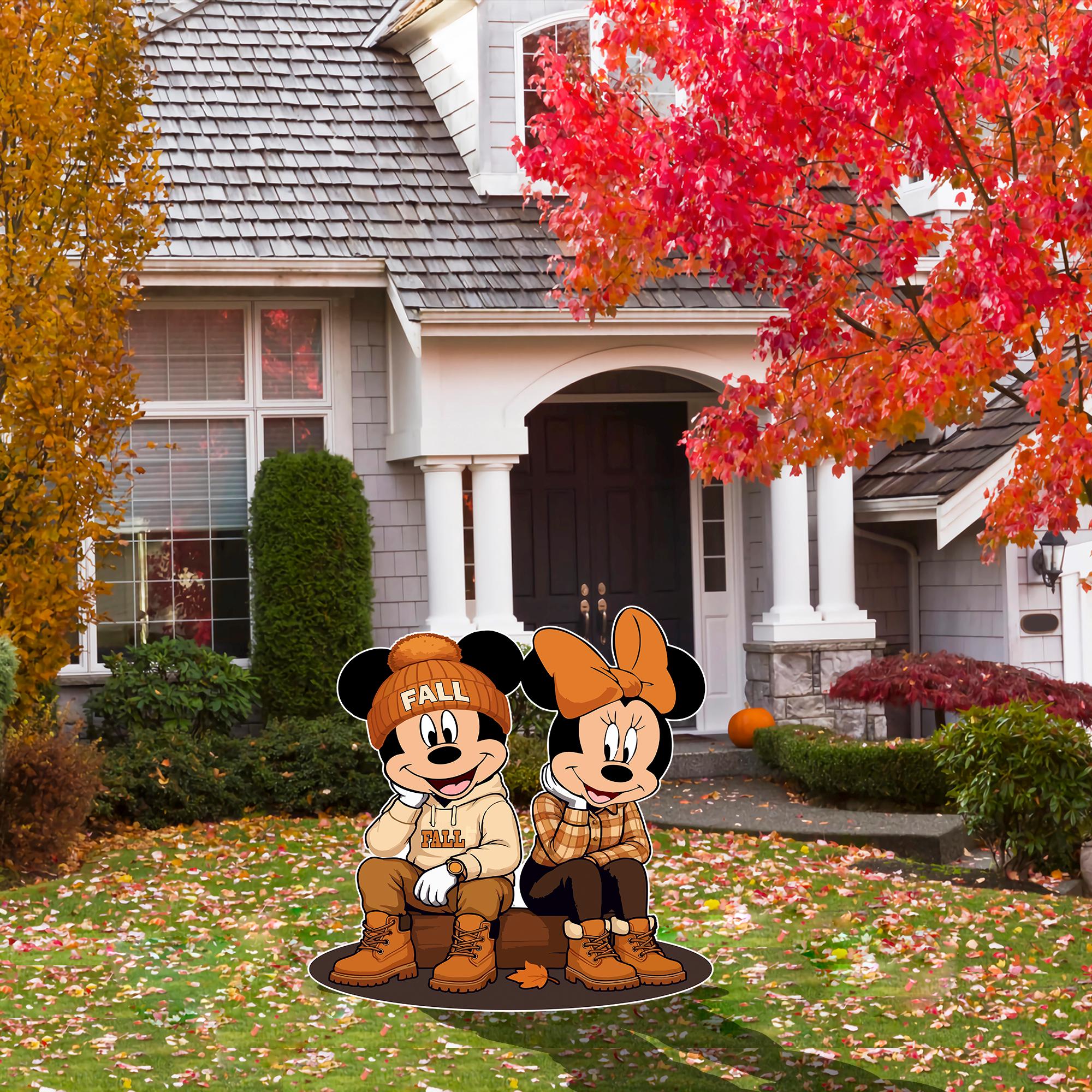 Fall Mickey & Minnie Decoration Indoor Outdoor 4mm Coroplast