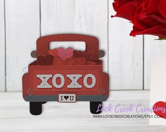 3D Pop Up Valentines Day Truck Card, Red Country Truck, Fun Kids Card, St Valentine, Valentine Decoration, Boy Valentine Card