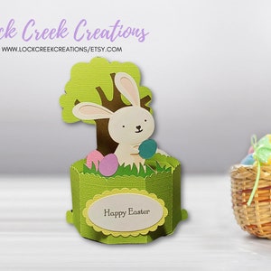 Carte de Pâques pop-up 3D, lapin de Pâques avec des œufs, décoration printanière, carte amusante pour enfants, carte de voeux dimensionnelle