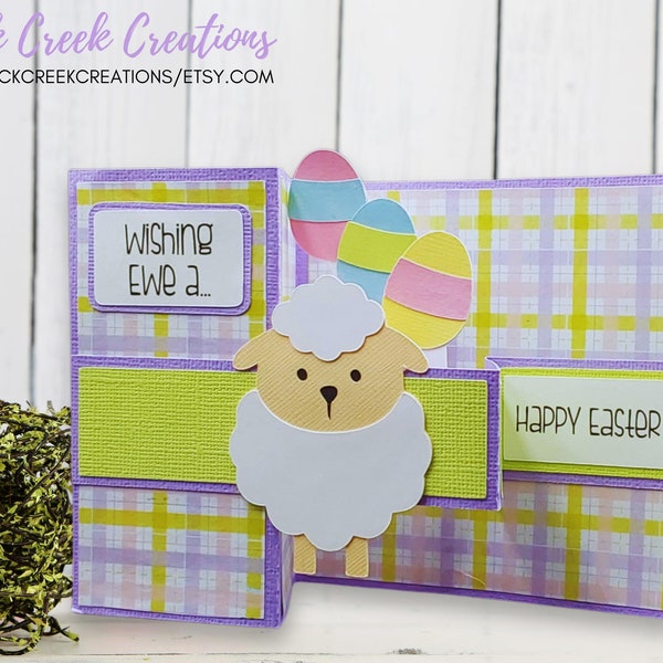 Pop Up Easter Lamb Card, Easter Eggs Pastel Colors, Easter Basket, Spring Decor, Fun Kids Card, Dimensional Greeting Card, Z Fold, Embossed