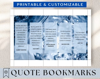 OCEAN BOOKMARKS - Beautiful, digital bookmarks | ready to print or customize w/ Canva | 5 inspirational options