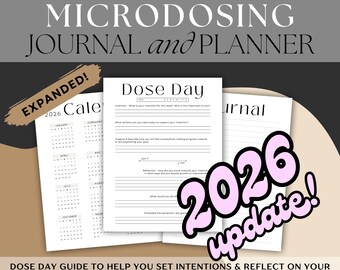 2026 Expanded Microdosing Bundle | Intention setting Calendar, Journal, Planner, Habit Tracker and more! Printable & Editable with Canva!