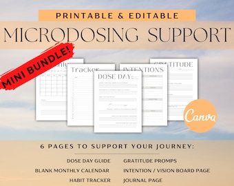 MINI Microdosing Bundle |  Support your journey w/our Journal, Planner, Gratitude + Habit Tracker & more | Printable + Editable with Canva!