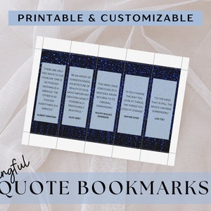 BLUE TWINKLE BOOKMARKS - Beautiful, digital bookmarks | ready to print or customize w/ Canva | 5 inspirational options