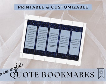 BLUE TWINKLE BOOKMARKS - Beautiful, digital bookmarks | ready to print or customize w/ Canva | 5 inspirational options