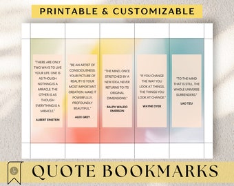 STUNNING PASTEL BOOKMARKS - Beautiful, digital bookmarks | ready to print or customize w/ Canva | 5 inspirational options
