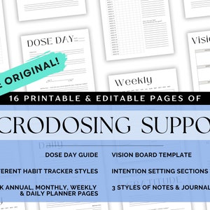 The ORIGINAL Microdosing Bundle |  Journal, Planner, Gratitude + Habit Tracker and more | Printable & Editable with Canva!