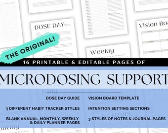 The ORIGINAL Microdosing Bundle |  Journal, Planner, Gratitude + Habit Tracker and more | Printable & Editable with Canva!