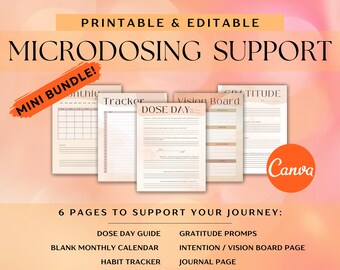 MINI COLOR Microdosing Bundle | Journal, Planner, Gratitude + Habit Tracker & more | Printable + Editable w/ Canva