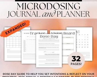 2026 Expanded Microdosing Bundle | Intention setting Calendar, Journal, Planner, Habit Tracker and more! Printable & Editable with Canva!