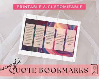 STUNNING SWIRL BOOKMARKS - Beautiful, digital bookmarks | ready to print or customize w/ Canva | 5 inspirational options
