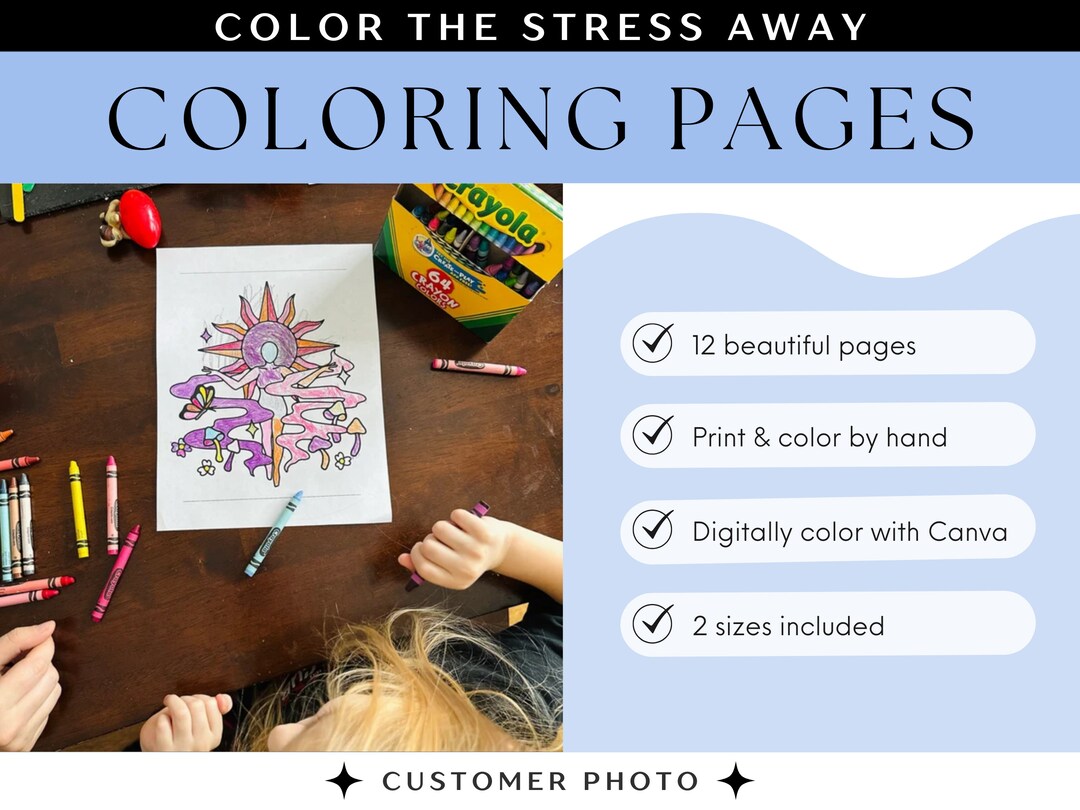 Coloring Pages | Digital + Printable Canva Template | A4 + Letter | Psychedelic Color Therapy - Etsy