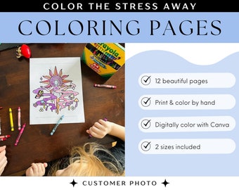 Coloring Pages | Digital + Printable Canva Template | A4 + Letter | Psychedelic Color Therapy