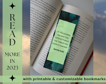 PLANT BOOKMARKS - Beautiful, digital bookmarks | ready to print or customize w/ Canva | 5 inspirational options against beautiful greenery