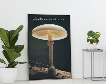 Mushroom Art Print, Wall Art, Nature Poster, Plant Medicine Printable Instant Art, DIGITAL DOWNLOAD