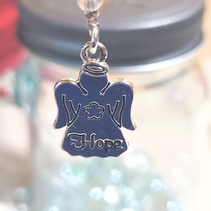 Hope Angel Scissor Fob with Green and Silver Beaded Charm