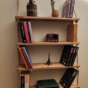 Hanging  Wood Shelf-Four Floating Shelf Handmade from Wood- Gift