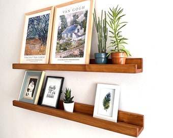 Wooden floating wall shelf