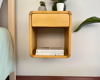 Wooden Floating Nightstand, Handmade Bedroom Furniture