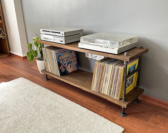 Solid Wood Record Player Stand/ Modern Wood Record Storage