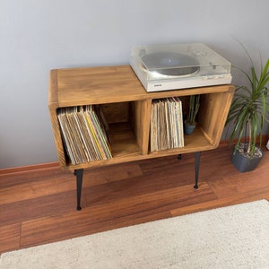Solid Wood Record Player Stand, Modern Vinyl Storage Cabinet - Etsy