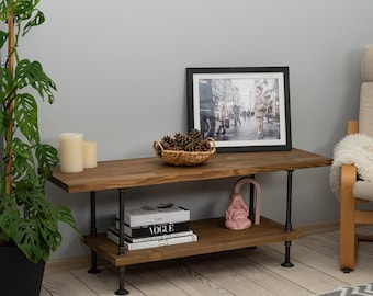 Mueble de TV industrial de madera y metal: Consola multimedia tipo loft