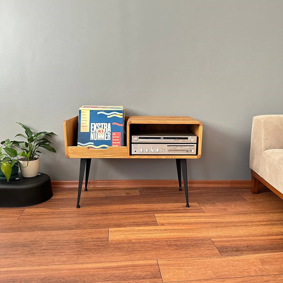 Solid Wood Record Player Stand/ Modern Wood Record Storage Etsy
