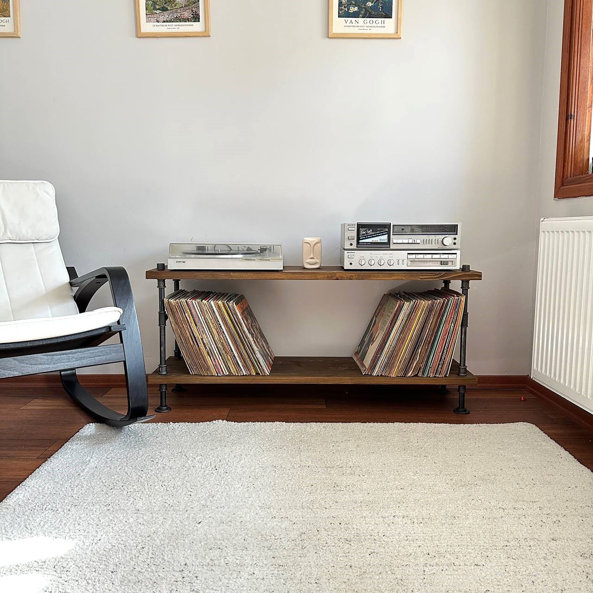 Solid Wood Record Player Stand: Modern Vinyl Storage - Etsy