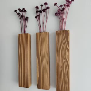 Bolsillo de pared de madera/jarrón colgante de madera para vegetación o flores secas estante de flores secas