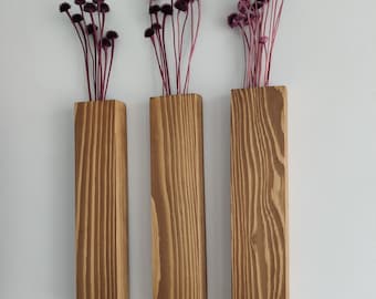 Houten muurzak | Houten hangende vaas voor groen of droogbloemen droogbloemenrek