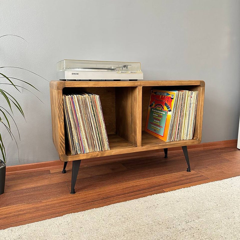 Solid Wood Record Player Stand, Modern Vinyl Storage Cabinet - Etsy