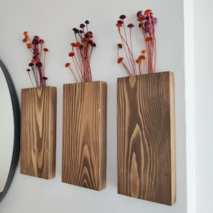 Holzwandtasche | Holzvase zum Aufhängen für Grünpflanzen oder Trockenblumen
