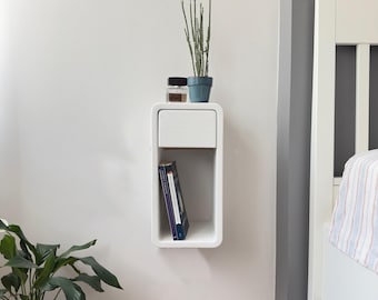 Handmade Floating Nightstand, Natural Wood, Small Space Design