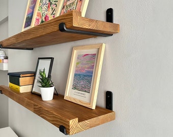 Rustic Shelves with J Brackets, Industrial shelf, Kitchen shelves