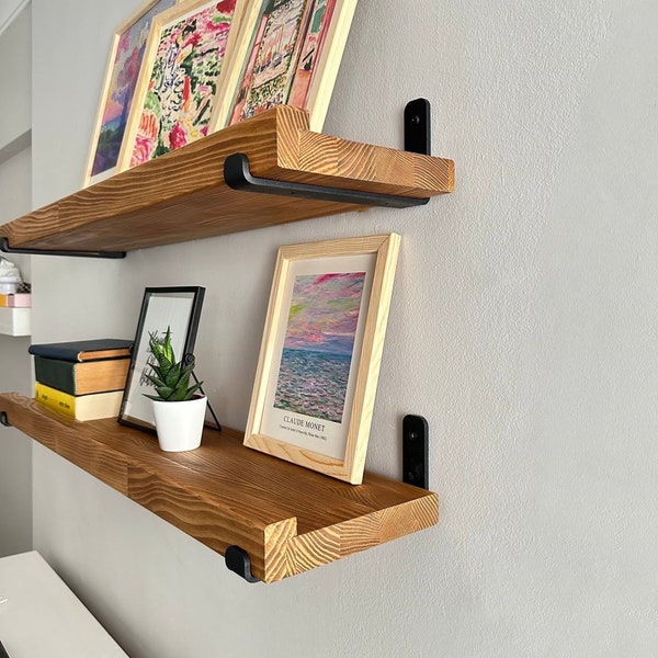 Rustieke planken met J-beugels, industriële plank, keukenplanken