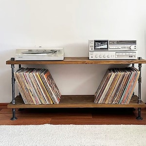 Solid Wood Record Player Stand/ Modern Wood Record Storage