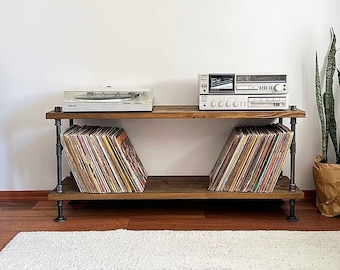 Solid Wood Record Player Stand/ Modern Wood Record Storage